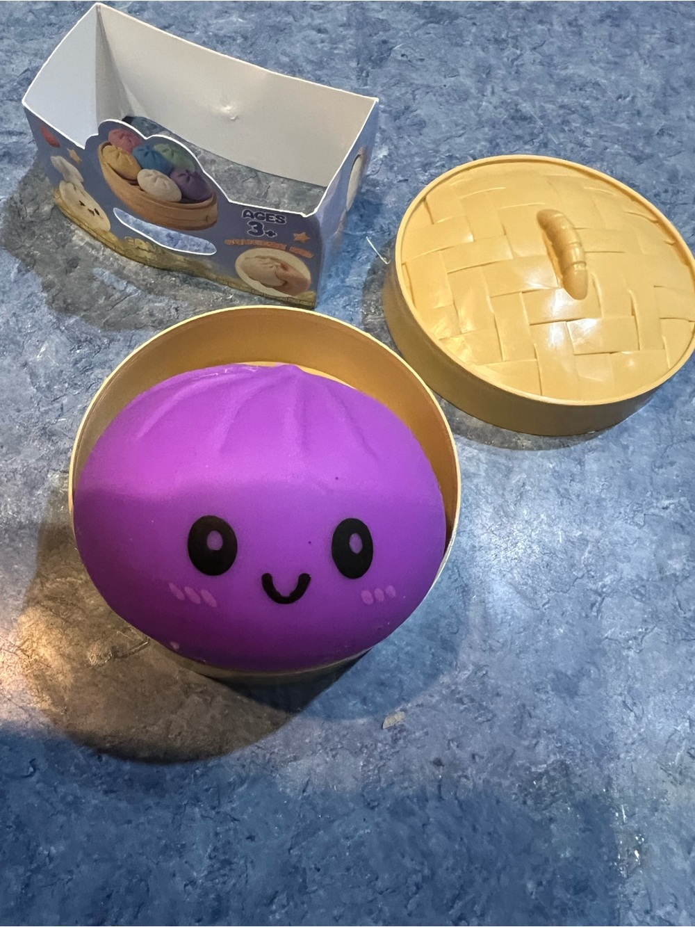 Purple, gold or sparkling dark blue, Dumpling squishy Toy in  Basket - Kids Toys